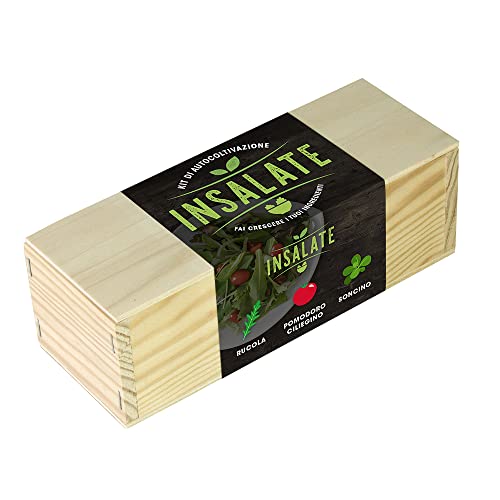 Kit de autocultivo Ensaladas: rúcula, tomate cherry y soncino.