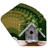 3dRose Photograph of a Wooden Birdhouse with a Fun Cartoon Effect. Set of 8 Coasters - Cork