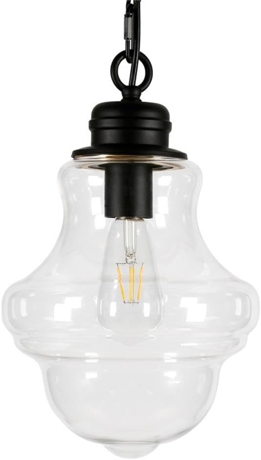 Henn&Hart 9" Blackened Bronze Metal/Glass Pendant