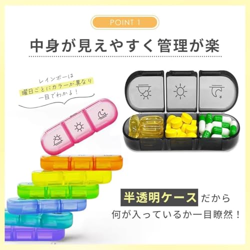 MiLifeStyle ピルケース 薬ケース サプリメントケース 薬入れ 一週間 1日3回 飲み忘れ防止 薬整理 小物入れ 旅行 出張 携帯用 の商品画像 2