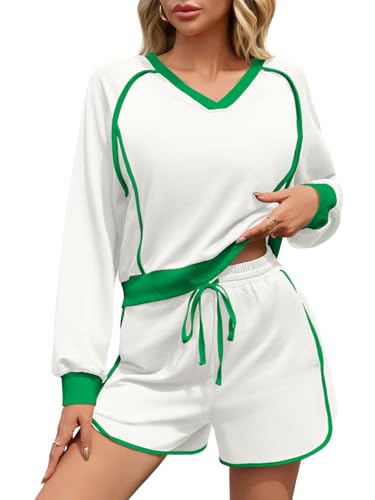 Tenue 2 pièces décontractée femme ensemble short taille haute et haut col en V