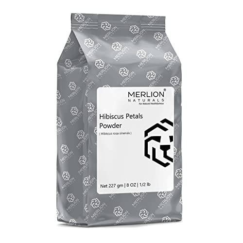 MERLION NATURALS Hibiscus Powder | Hibiscus rosa-sinensis | 200gm / 7 OZ