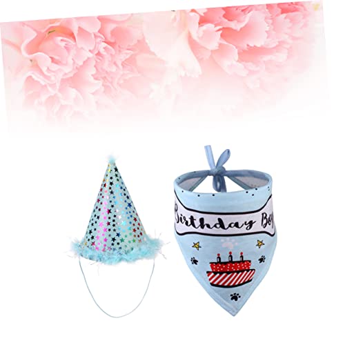 Balacoo 2 Peças Para Chapéu Coleiras De Animais De Estimação Toalha Média Saliva Criativa Avental Az