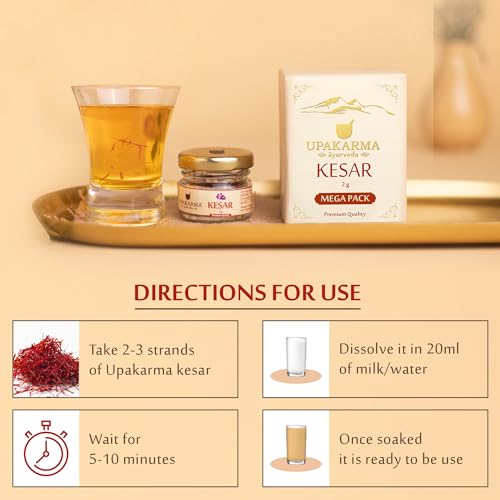 Image of UPAKARMA Original Kashmiri Kesar /Saffron | Handpicked Pure Finest Grade | 2 Gram- Pack of 1
