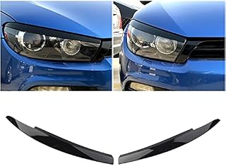 Headlight Eye Lid, Eyebrow Cover, Replacement for Scirocco 2009 2010 2011 2012 2013 2014 2015 2016 2017, Headlights Eyebrow Eyelids Headlight Covers, Trim External Frame Decor Sticker (Black)