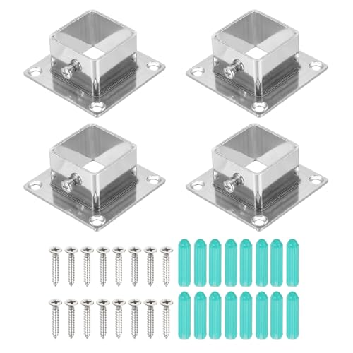 Base cuadrada para poste QUARKZMAN de acero inoxidable 1.2x1.2 pulgadas