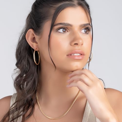 Barzel 18K Gold Plated Endless Hoop Earrings, 3mm Thick, Varying Sizes 40-70mm, High Polish Finish, Tarnish Free3