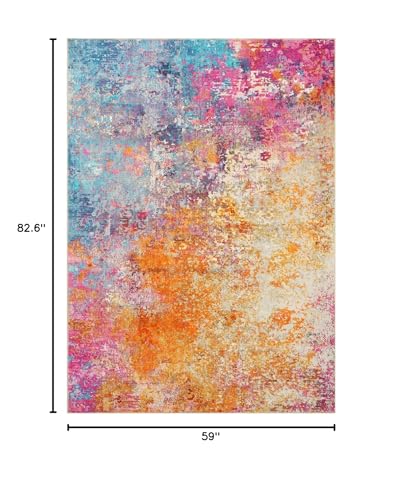 Lahome Modern Abstract Washable 5x7 Area Rugs for Living Room, Colorful Soft Bedroom Rug Low Pile Non Slip,Stain Resistance Dining Room Carpet for Nursery Office Entrance Home Office Decor