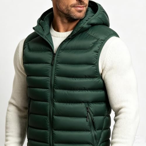 TERGHTP Men's Puffer Vest Hooded Insulated Zipper Winter Sleeveless Jacket - image 3