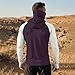 Mens Uv Rash Guard Hood Blouse with Mask Quick Dry Long Sleeve Shirt UPF 50+ Breathable Shirts Lightweight Hoodies（3-Dark Purple,X-Large