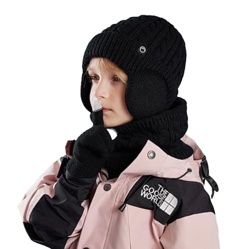Bonnet chaud enfants anti-courants d'air avec cache-oreilles et doublure polaire douce