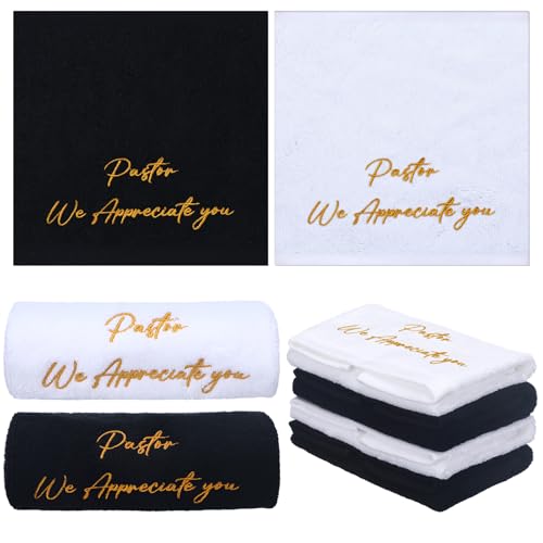 HunnmingRe 4 Pack Pastor Hand Towels,Cotton Cross,Black White,Appreciate