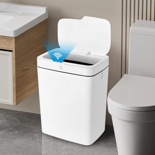 Image of VeltHar 4.75 Gal Motion Sensor Bathroom Trash Can with Lid, Automatic Trash Can Small Smart Garbage Can Touchless, Waterproof Slim Trash Bins for Bedroom Office Kitchen
