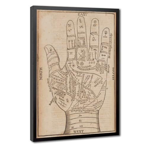 Tableau chiromancie 1653 Richard Saunders impression toile cadre suspendre