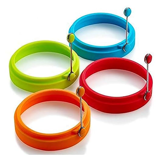 Emoly Silicone Egg Ring, Egg Rings Non Stick, Egg Cooking Rings, Perfect Fried Egg Mold or Pancake Rings (New,4pcs), Multicolor