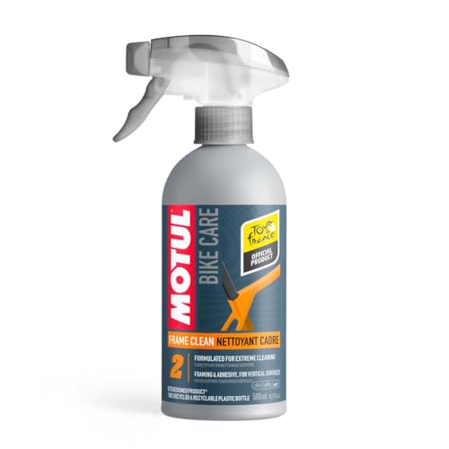 Motul Reinigungsspray für Fahrrad-Rahmen und -Teile, Haftschaum, Nicht abtropfend, Geeignet für empfindliche Materialien, VOC-frei, Fahrradpflege, Bike Care Frame Clean Road, 500 ml