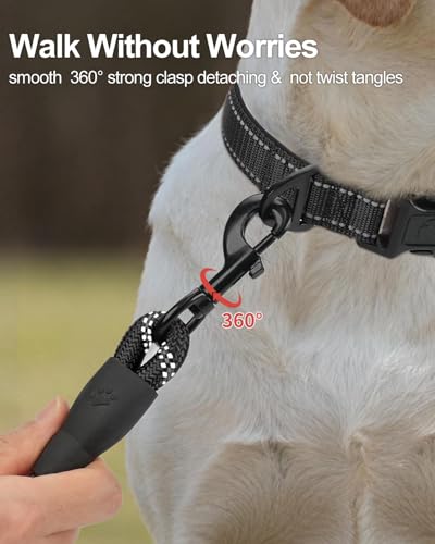 Joytale Dog Leash for Large Dogs, Heavy Duty Nylon Leashes with Comfortable Padded Handle and Highly Reflective Threads, Ideal for Walking and Training, Black, 6'×1/2'' - Image 5