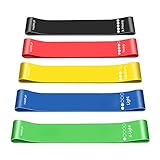 Widerstandsbänder, Theraband Übungsbänder für Damen Herren Fitnessgeräte Home Fitness Zubehör Elastische Workout Loop Bänder Klimmzugbänder, Gummi Langlebig Set von 5