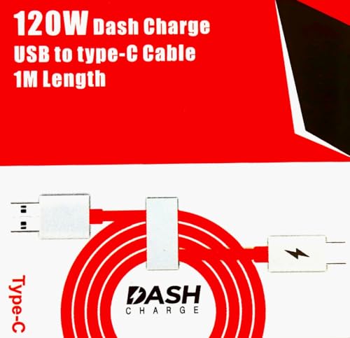 Image of 120W Dash Charge USB to Type-C Cable, 1M Length, Flex Resistant, Fast Charging, Red