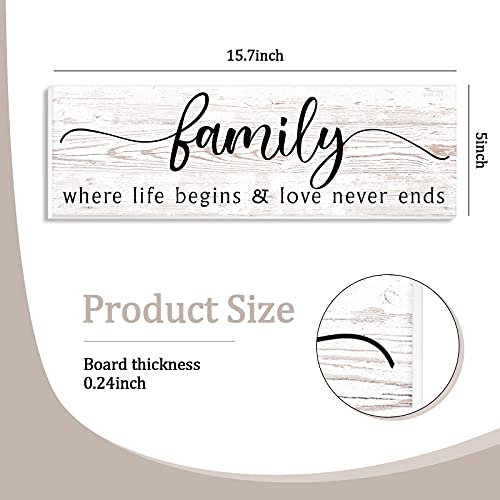 Family-Wooden-Wall-Decor-157-x-51-Inch-Where-Life-Begin-Wood-Sign-Love-Never-Ends-Wall-Plaque-Wooden-Family-Words-Hanging-Sign-Family-Wood-Hanging-Decor-Rustic-Family-Wooden-Decor-for-Home-Decor