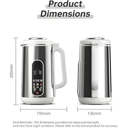 1.2L Soy & Nut Milk Maker - Almond Oat Milk Machine with 12 Blades, Quick 5-Min Plant-Based Milks, Self-Cleaning, 24H Timer & Keep Warm, LED Display - Image 8