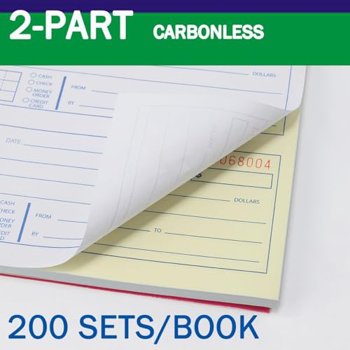 Professional Money and Rent Receipt Book Two Part Carbonless Copy Spiral Bound(1pack)