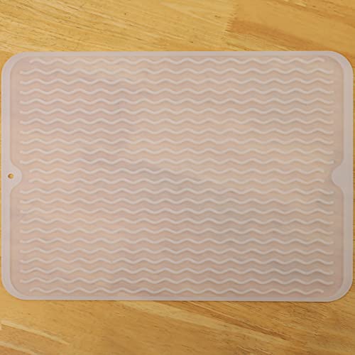 Image of MicoYang Silicone Dish Drying Mat for Multiple Usage,Easy clean,Eco-friendly,Heat-resistant Silicone Mat for Kitchen Counter or Sink,Refrigerator or drawer liner Translucent L 16 inches x 12 inches