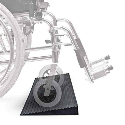 Wiltec Türschwellenrampe 900x80x8 mm für Rollstuhl & Rollator, schwarz, Rollstuhlrampe aus Vollgummi, rutschfeste Oberfläche, Bordsteinrampe kürzbar