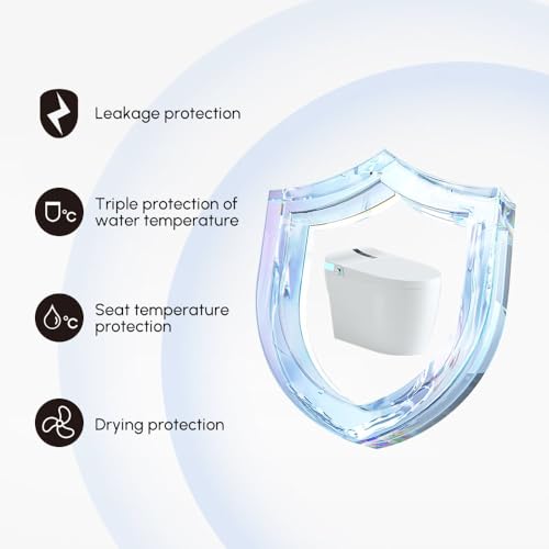 KunMai Smart Toilet with Bidet Built in, Auto Open/Close, Heated Seat, Automatic Flush Bidet Toilet, Night Light, 1.32 GPF One-Piece White Toilet for Bathroom - Thumbnail 4