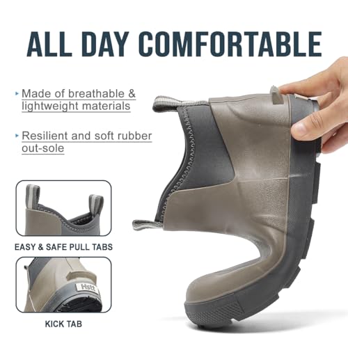 Men's Deck Boots, Waterproof Ankle Rain Boots with Anti-Slip Traction, Rubber Garden & Fishing Boots for Boating, Camping, Farming & Outdoor Work3