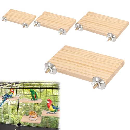 Plataforma de Pájaros, Plataforma Hamster, Plataforma para Mascotas, Perchas de Jaula de Pájaros, Soporte para Percha de Loro, Soportes de Plataforma, Accesorio Jaula para Periquitos, Cacatúas, 4Pcs