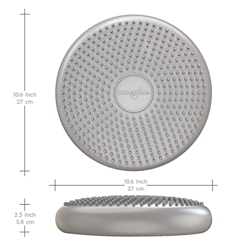 Image of BouncyBand Wiggle Seat, Silver, 1-Pack - Small 10.75 inch D x 2.5 inch H Wobble Cushion for Kids Aged 3-7 - Sensory Tool Promotes Active Learning & Improves Productivity - Includes Pump for Easy-Inflation