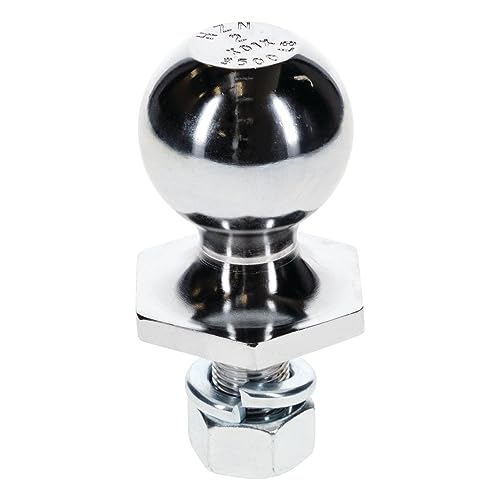 Reese Towpower 7022111 InterlockÂ® Trailer Hitch Ball, 2 Inch Diameter, 3,500 lbs. Capacity, 3/4 Inch Shank Diameter, 1-1/2 Inch Shank Length, Chrome, Hang Tab