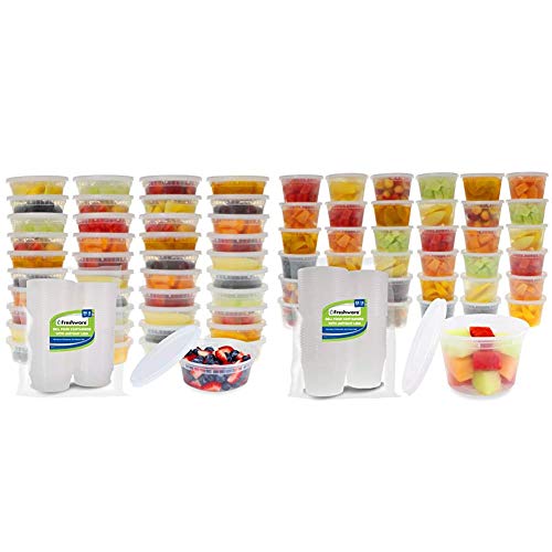 Freshware Food Storage Containers [50 Set] 8 oz Plastic Deli Containers with Lids, Slime, Soup, Meal Prep Containers & Food Storage Containers [36 Set] 16 oz Plastic Deli Containers