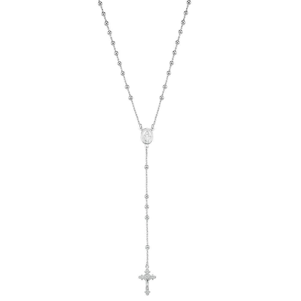 Vinani Y-Kette Rosenkranz Mutter Gottes Kreuz glänzend 925 Sterling Silber Kugeln 2YKM