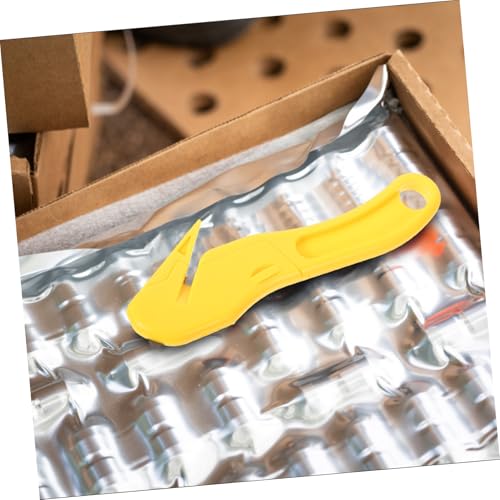 Cortador de cajas seguro de bolsillo mini cúter ergonómico amarillo PLAFOPE 8