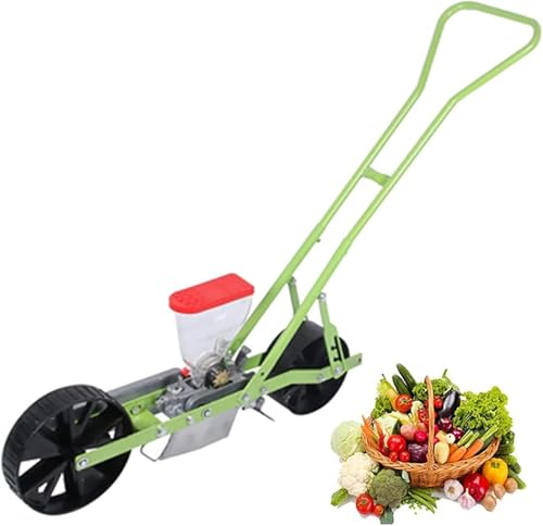 Single Row Hand Push Garden Seeder, Farmer Manual Push A Precision Seeder, for Vegetable Planter, Corn Bean Planter, Garden Seed Spreader, Adjustable Plant Spacing Spreader for Sowing Seeds 1-Row
