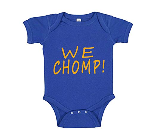 Southern Sisters We Chomp in The Swamp FL Baby Romper Blue and Orange For Littlest Sports Fans (6 month)