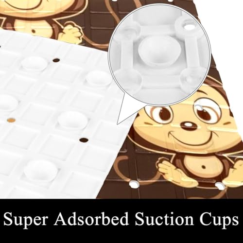 Tapis de bain singe marron en PVC antidérapant extra long pour baignoire - 4