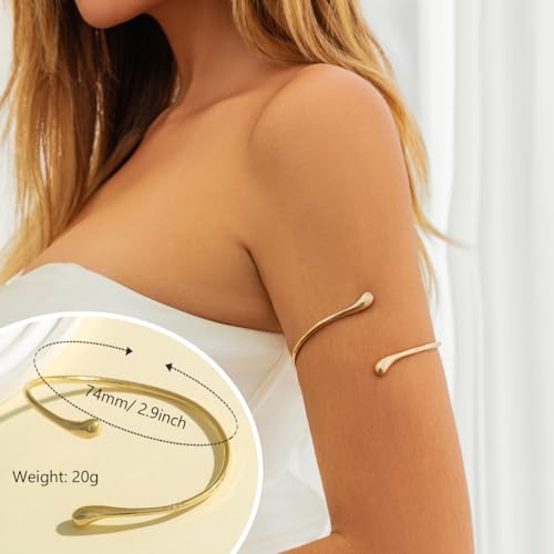 EIELO 9 Pcs Arm Cuff Bracelets for Women Upper Arm Bands Armband Armlet Cuff Bangle Adjustable Gold Arm Bracelet Set2