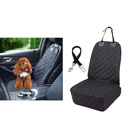 Funda impermeable para asiento delantero de coche, cubierta frontal para mascotas, a prueba de arañazos y antideslizante, funda de asiento de coche para perro con cinturón de seguridad, protector de