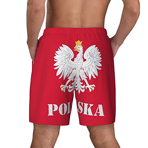 Poland Polish Flag Men's Swim Shorts Beach Trunks with Compression Lined and Pockets3