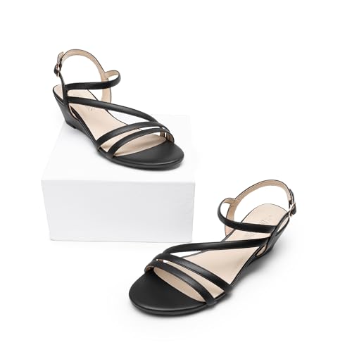 Image of DREAM PAIRS Strappy Wrapped Dressy Wedge Sandals, Comfortable Ankle Strap Open Toe Evening Dress Wedding Dance Summer Shoes