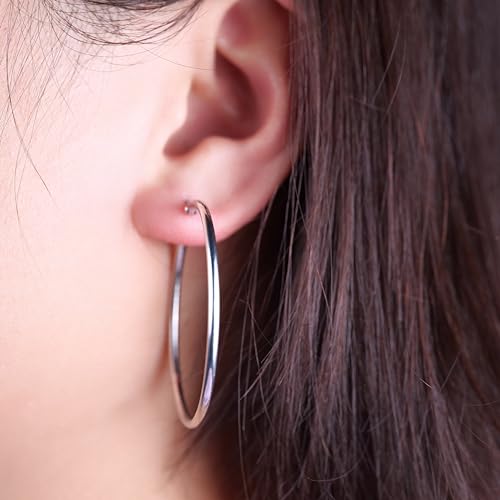 Limerencia Large Titanium Hoop Earrings for Women Hypoallergenic Thin Round Earrings F136 Implant Grade Titanium Hoops for Sensitive Ears2