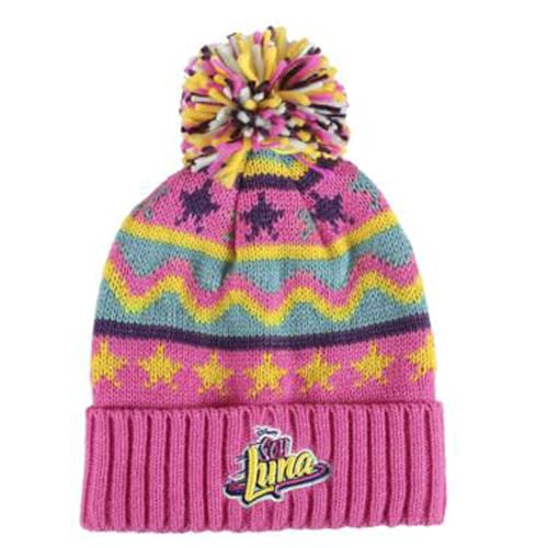 Generico Soy Luna Bonnet d'hiver pour fille Multicolore avec PON PON Motif Zigzag