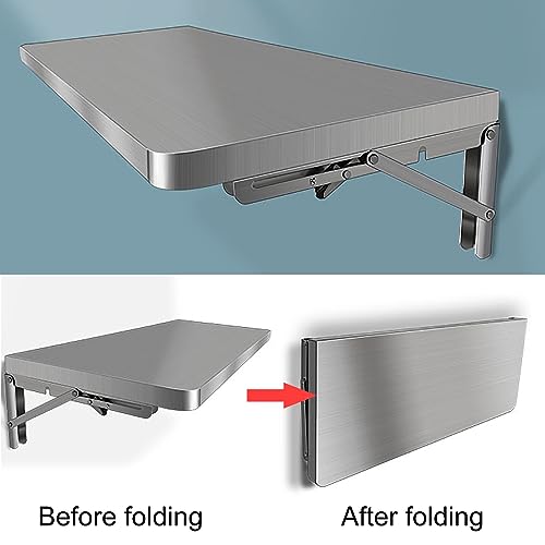Bureau mural compact en inox et table de buffet rabattable