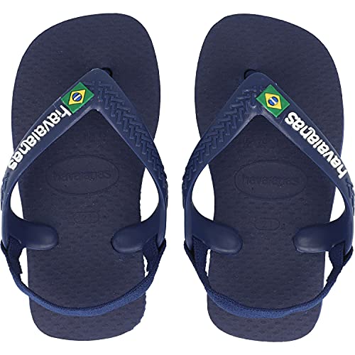 Chinelo Brasil Logo, Havaianas, Bebê Unissex, Marinho/Amarelo Cítrico, 21