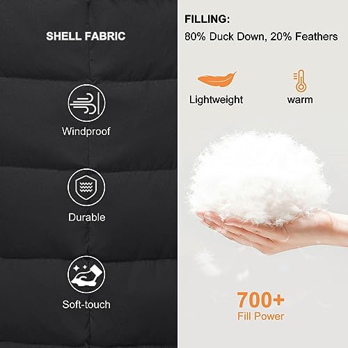 SLOW DOWN Women Winter Down Puffer Coat Warm Hooded Mid-Length Down Jacket for Women with Faux Fur Trim Hood and Pile Collar4