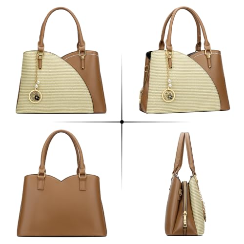 Image of KKXIU Triple Compartments Purses and Handbags for Women Fashion Ladies Satchel Shoulder Top Handle Bag