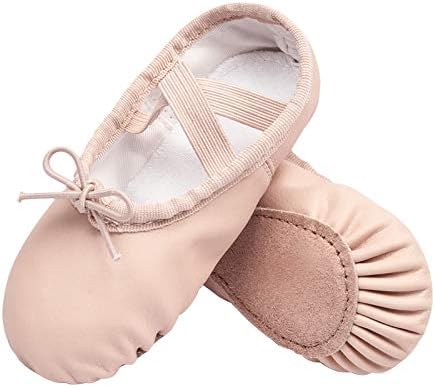 Stelle Ballet Shoes for Girls Toddler Ballet Slippers Soft Leather Boys Dance Shoes for Toddler/Little Kid/Big Kid(Ballet Pink,with Lace, 6MT)